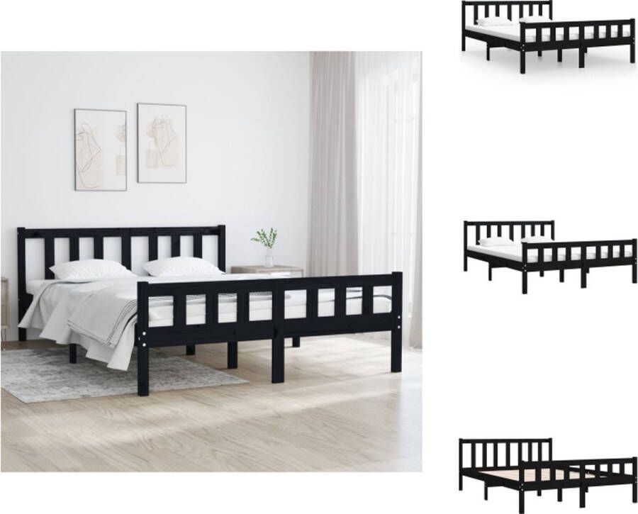 VidaXL Bedframe Klassiek Grenen 195.5 x 125.5 cm Zwart Bed