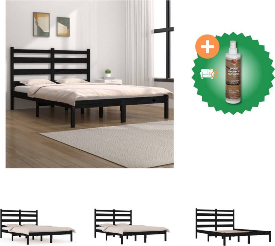 VidaXL Bedframe Klassiek Grenenhout 195.5 x 125.5 x 100 cm Zwart Bed Inclusief Houtreiniger en verfrisser