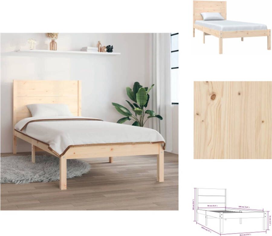 VidaXL The Living Store Bedframe Klassiek Grenenhout 195.5 x 95.5 x 100 cm Lattenbodem Geschikt voor 90 x 190 cm matras Onbehandeld Montage vereist