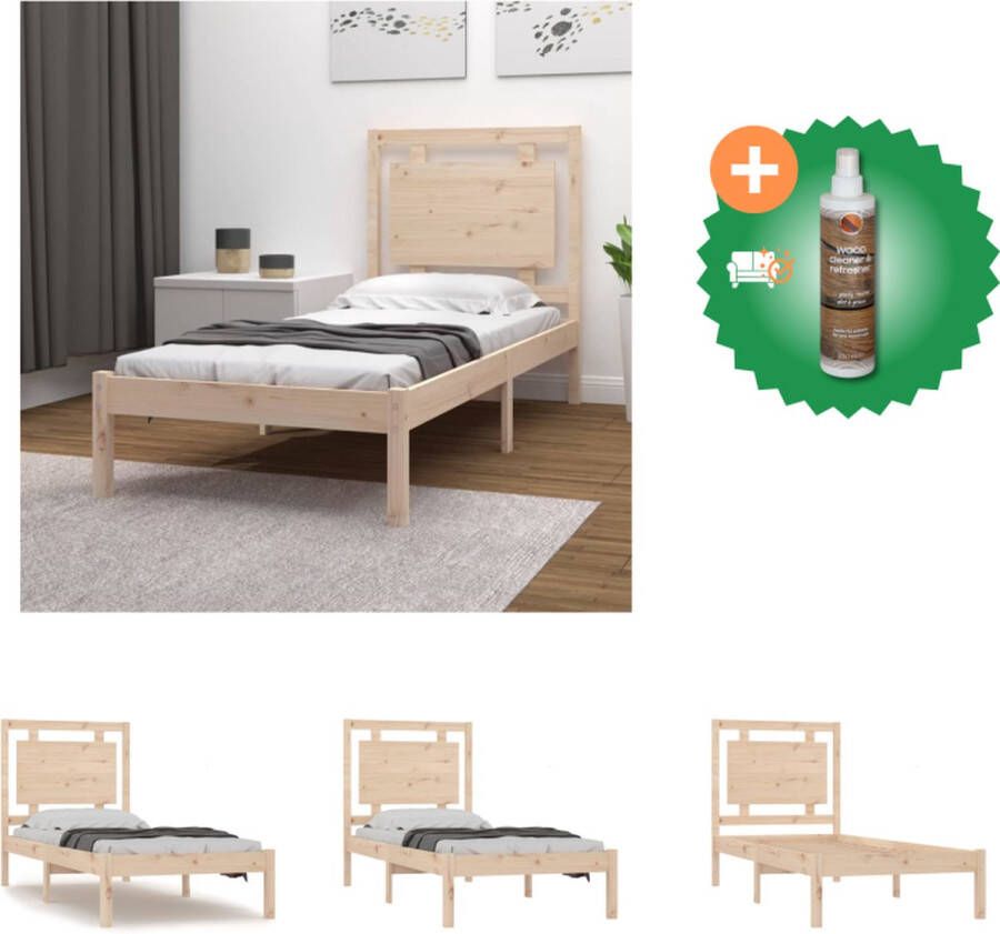 VidaXL Bedframe Klassiek Grenenhout 205.5 x 105.5 x 31 cm Multiplex Lattenbodem Bed Inclusief Houtreiniger en verfrisser