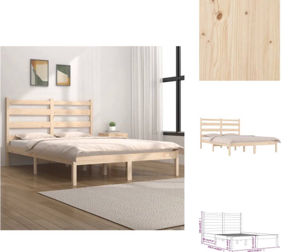 VidaXL Bedframe Bedframes Tweepersoonsbed Bed Bedframe zonder matras massief hout 160x200 cm