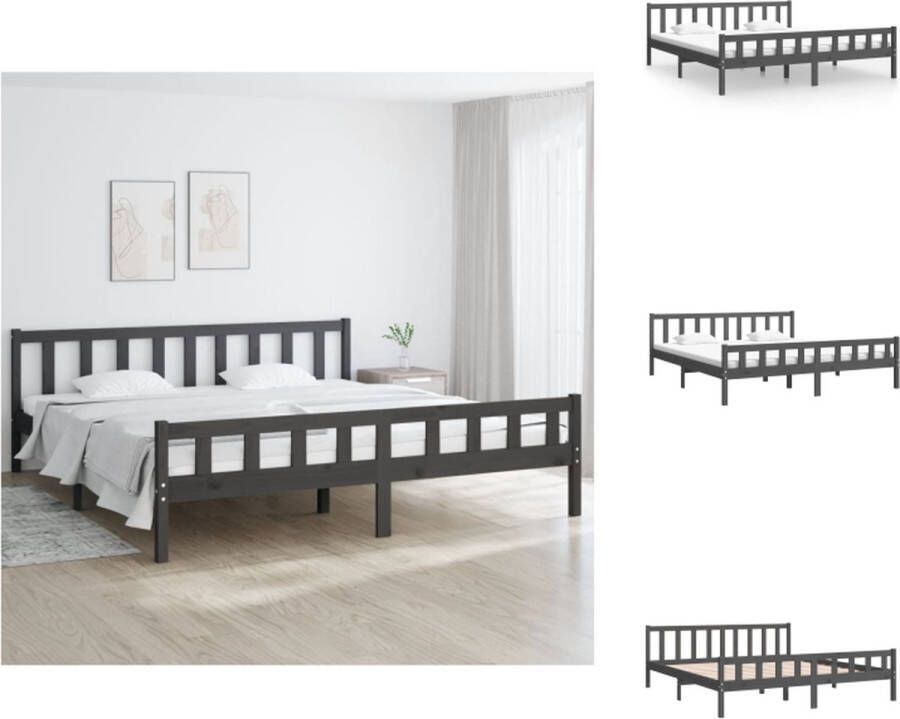 vidaXL Bedframe Klassiek Grijs 160 x 200 cm Massief grenenhout Bed