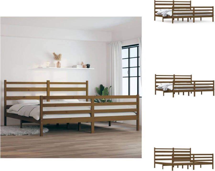 VidaXL Bedframe Bedframes Tweepersoonsbed Bed Bedframe massief grenenhout honingbruin 200x200 cm