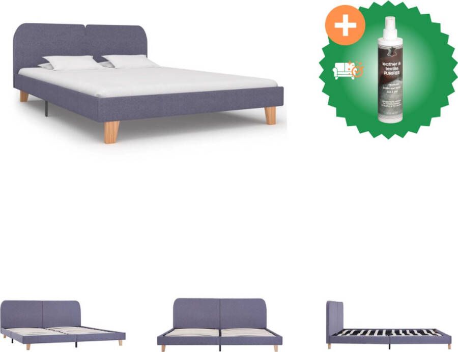 VidaXL Bedframe Multi-Lightgrijs 203x163x25 cm Duurzaam materiaal Ondersteunende poten Multiplex lattenbodem Bed Inclusief Reiniger - Foto 2