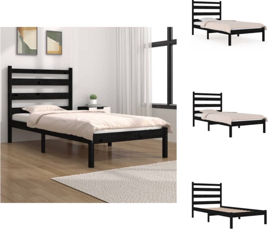 VidaXL Bedframe Klassiek houten 205.5 x 105.5 x 100 cm Zwart Geschikt voor matras 100 x 200 cm Bed
