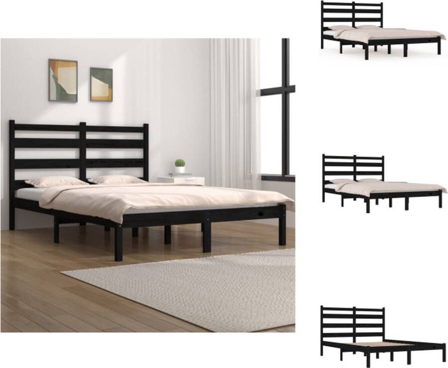 VidaXL Bedframe Bedframes Tweepersoonsbed Bed Bedframe massief grenenhout zwart 180x200 cm - Foto 2