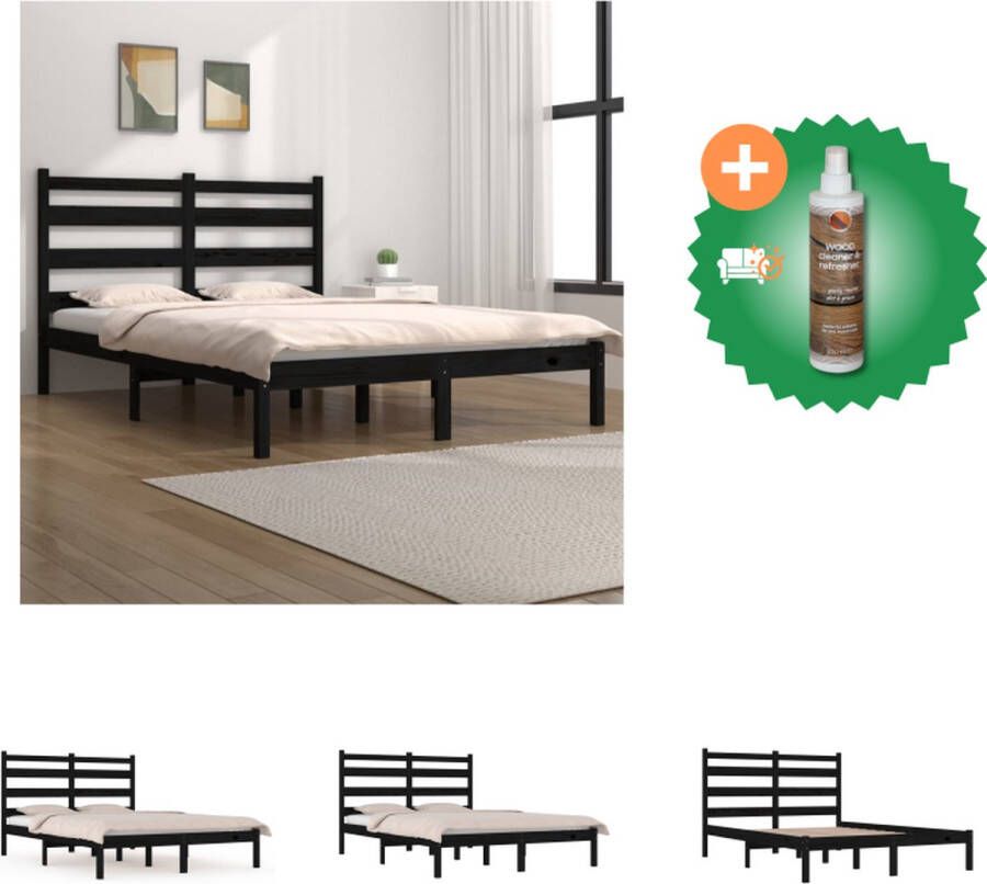VidaXL Bedframe Houten Zwart 205.5 x 186 x 100 cm 180 x 200 cm (6FT Super King) Massief Grenenhout Bed Inclusief Houtreiniger en verfrisser - Foto 2