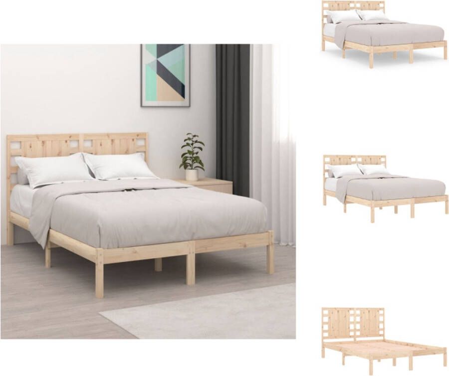 VidaXL Bedframe Klassiek houten bedframe 205.5 x 206 x 100 cm Massief grenenhout Voor matras van 200x200 cm Bed