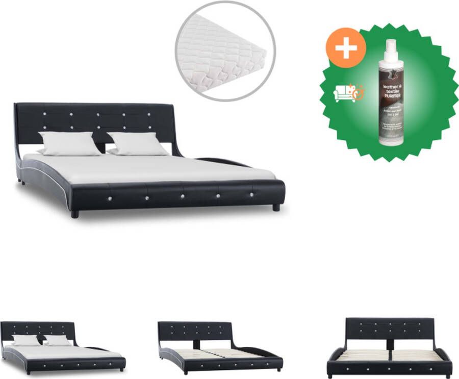 VidaXL Bedframe Klassiek IJzer en hout 223 x 145 x 69.5 cm Zwart Bed Inclusief Reiniger