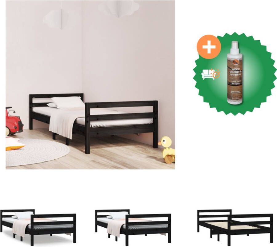 VidaXL Bedframe Klassiek Massief Grenenhout 195.5 x 80.5 x 52.5 cm Zwart Bed Inclusief Houtreiniger en verfrisser