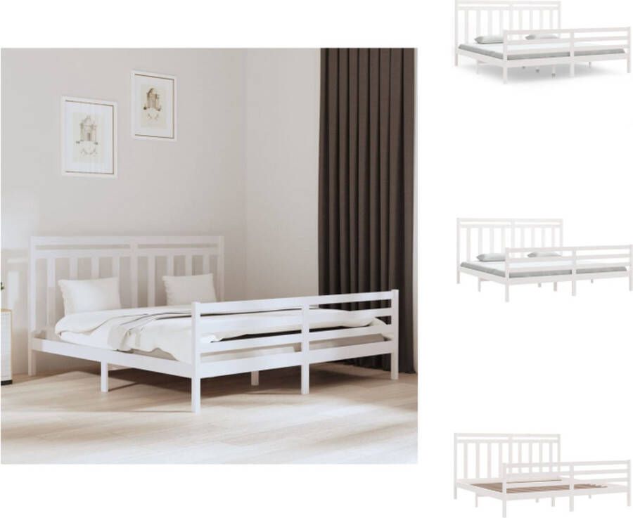 VidaXL Bedframe Klassiek Massief grenenhout 205.5 x 205.5 x 69.5 cm Montage vereist Bed