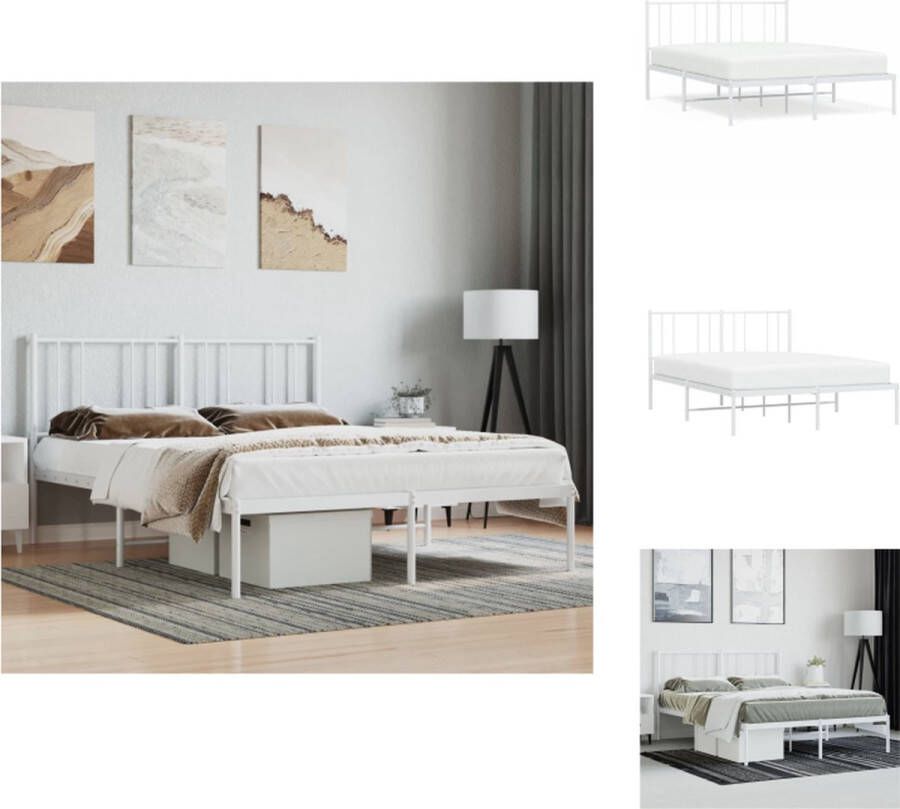 VidaXL Bedframe Klassiek Metaal 196 x 125 x 90 cm Robuust en Comfortabel Wit Bed