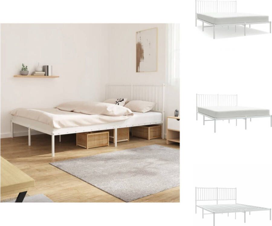 VidaXL Bedframe Klassiek Metalen Constructie Metalen Latten Extra Opbergruimte Comfortabele Ondersteuning Wit 207 x 166 x 90 cm Geschikt voor 160 x 200 cm matras Montage vereist Bed - Foto 6