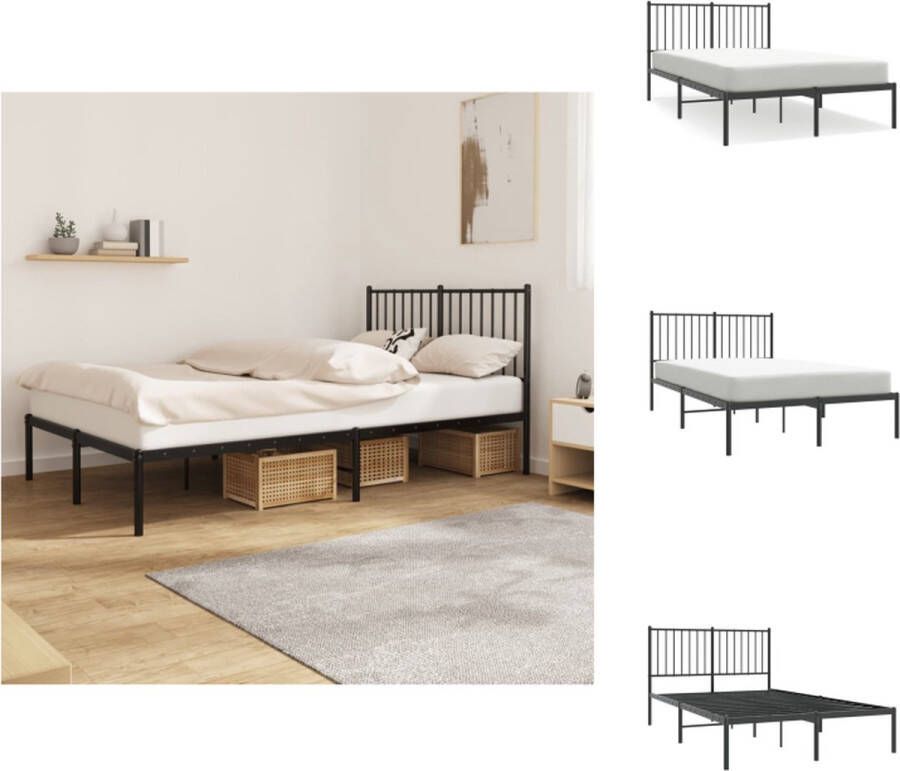 VidaXL Bedframe Bedframes Tweepersoonsbed Bed Bedframe met hoofdbord metaal zwart 120x190 cm