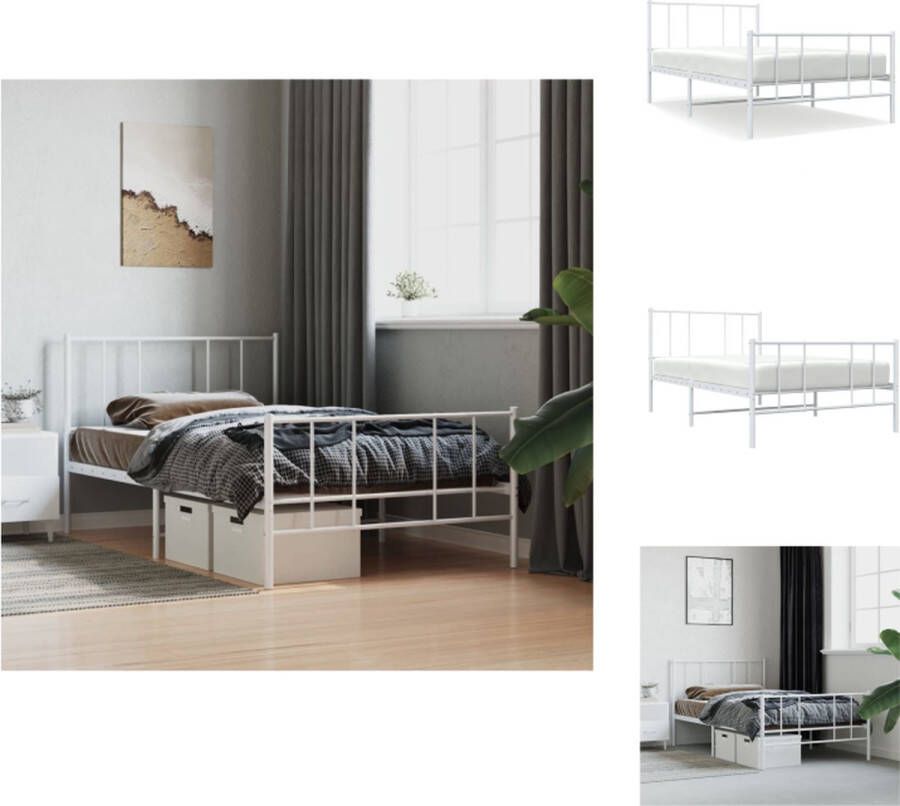 VidaXL Bedframe Klassiek Metalen 207 x 95 x 90 cm Wit Bed