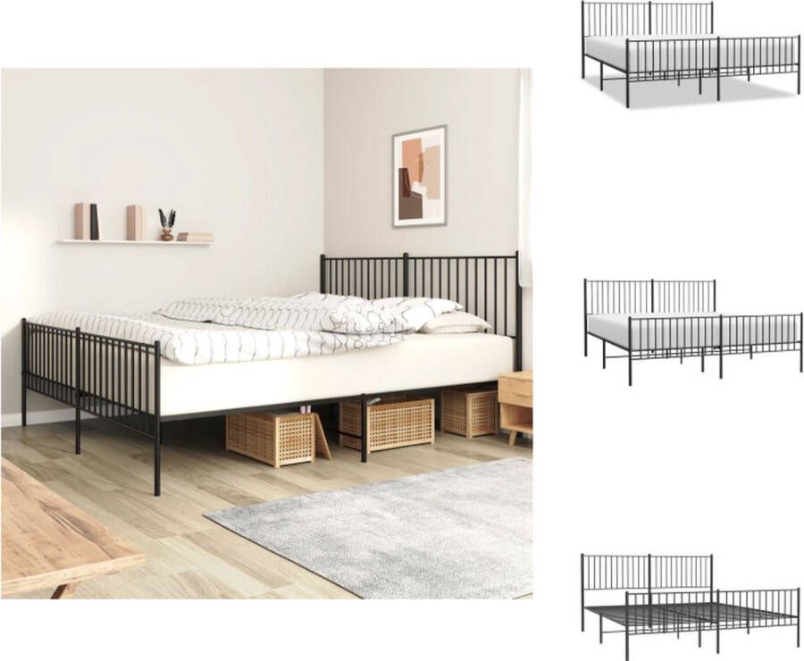 vidaXL Bedframe Klassiek Metalen 219x187x90.5 cm Zwart Geen Matras Bed