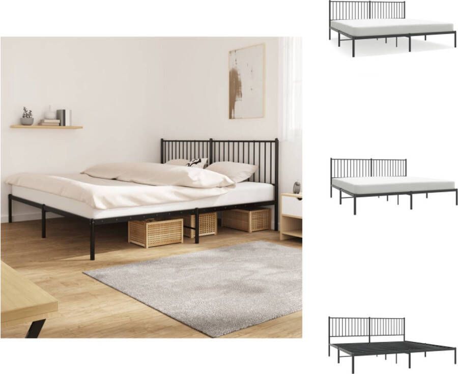 VidaXL Bedframe Klassiek Metalen constructie Metalen latten Extra opbergruimte Comfortabele ondersteuning Zwart 207 x 198 x 90.5 cm (L x B x H) Geschikte matras- 193 x 203 cm (B x L) Bed