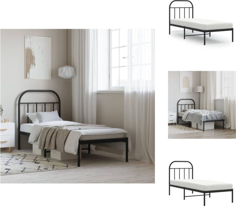 VidaXL Bedframe Klassiek Metalen constructie Metalen latten Extra opbergruimte Comfortabele ondersteuning Zwart 196 x 80 x 100 cm Bed