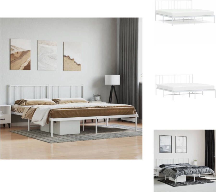 VidaXL Bedframe Klassiek Metalen Frame Extra Opbergruimte Comfortabele Ondersteuning Wit 207 x 206 x 90 cm Geschikt voor 200 x 200 cm matras Montage vereist Bed - Foto 3
