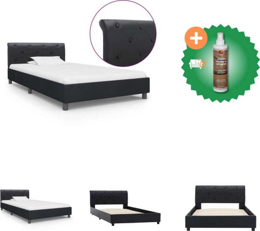 VidaXL Bedframe Klassiek Populierenhout Zwart 212 x 104 x 64 cm Geschikt voor 100 x 200 cm matras Bed Inclusief Houtreiniger en verfrisser