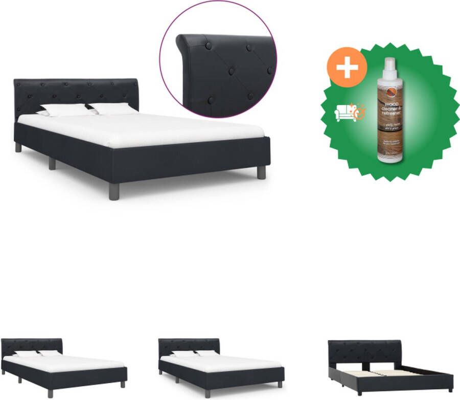 VidaXL Bedframe Klassiek Zwart 212x144x64 cm Geschikt voor Matras 140x200 cm Bed Inclusief Houtreiniger en verfrisser