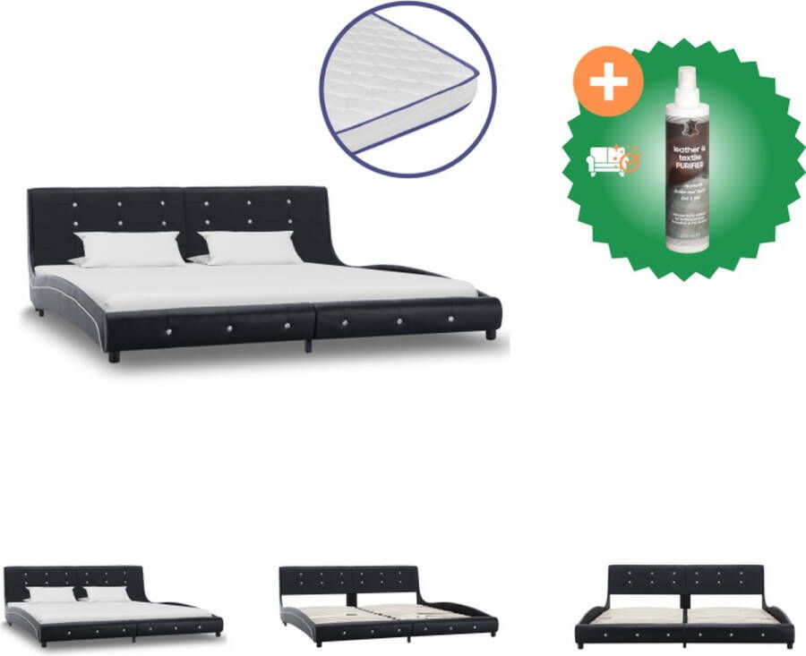 VidaXL Bedframe Klassiek Zwart 223 x 185 x 69.5 cm Inclusief Traagschuim matras Bed Inclusief Reiniger