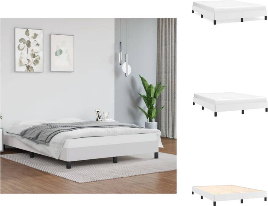 VidaXL Bedframe Kunstleer 203 x 143 x 25 cm Wit Geschikt voor 140 x 200 cm Matras Bed