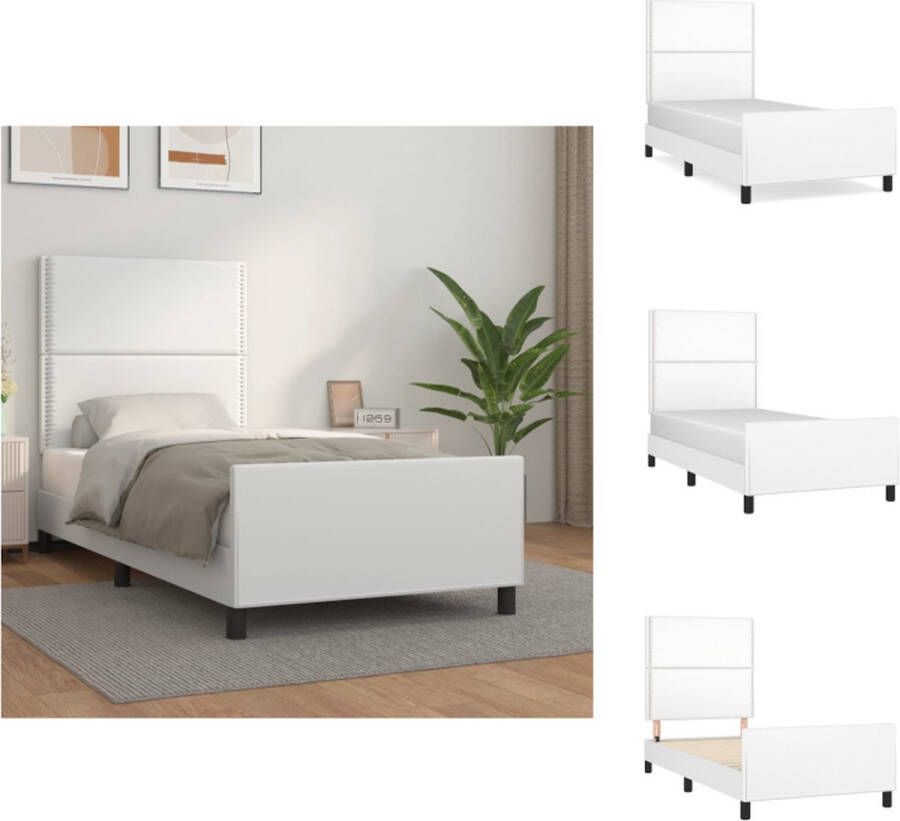 VidaXL Bedframe Kunstleer 203 x 83 x 118 128 cm Verstelbaar hoofdeind Wit Bed - Foto 1