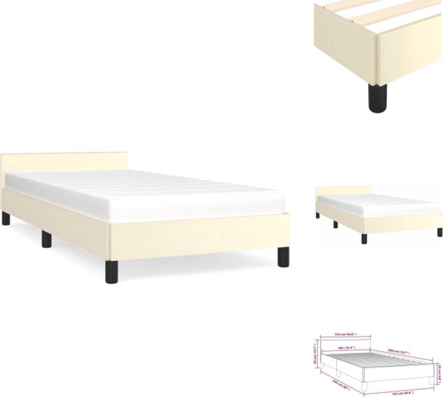 vidaXL Bedframe Kunstleer 203x103x50 cm Crème Montagehandleiding inbegrepen Bed