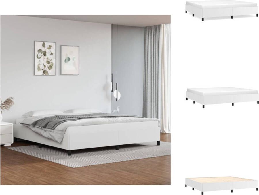 VidaXL Bedframe Bedframes Bed Slaapmeubel Bedframe kunstleer wit 200x200 cm - Foto 2