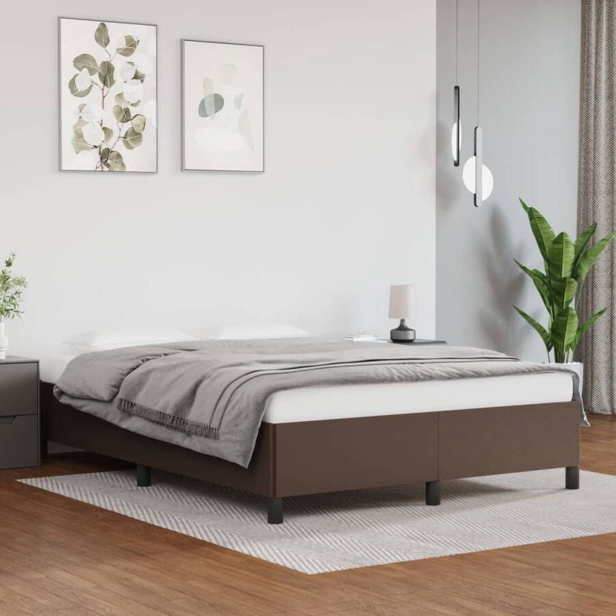 VidaXL -Bedframe-kunstleer-bruin-140x200-cm - Foto 1