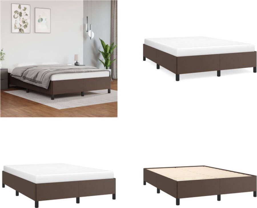 VidaXL Bedframe kunstleer bruin 140x200 cm Bedframe Bedframes Bed Slaapmeubel - Foto 2