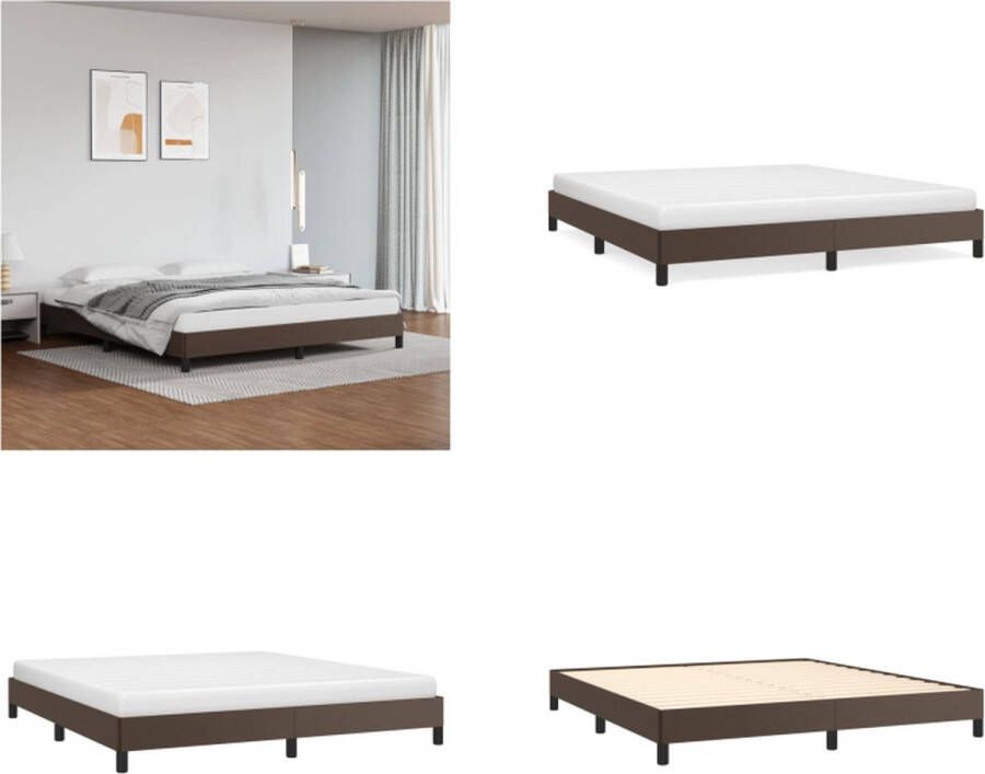 VidaXL Boxspringframe kunstleer bruin 180x200 cm Boxspringframe Boxspringframes Bed Ledikant