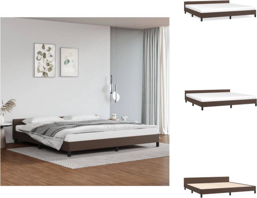 VidaXL Bedframe Met Hoofdbord Bedframes Met Hoofdborden Bedframe Bed Bedframe met hoofdeinde zonder matras 200x200 cm bruin - Foto 3