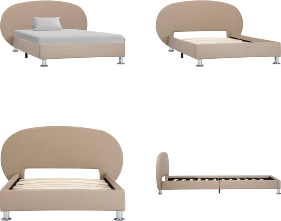 VidaXL Bedframe kunstleer cappuccino 100x200 cm Bedframe Bedframes Bed Bedden