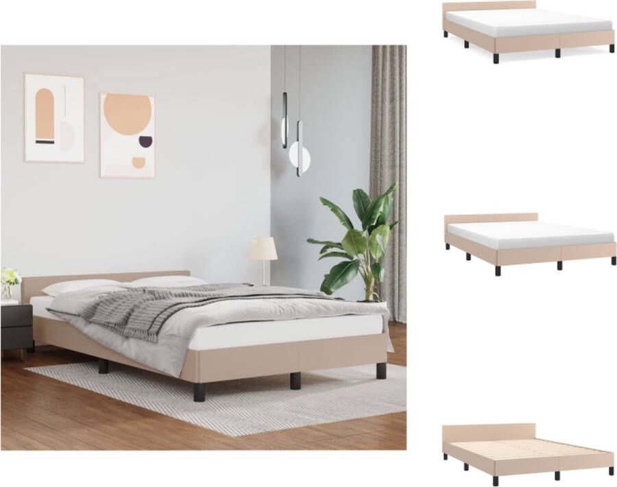 VidaXL Bedframe Kunstleer Cappuccino 193x143x50 cm Geschikt voor 140x190 cm matras Duurzaam materiaal Bed
