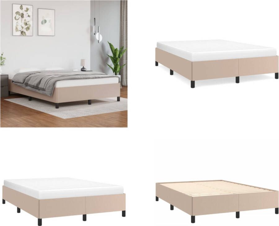 VidaXL Bedframe kunstleer cappuccinokleurig 140x190 cm Bedframe Bedframes Bed Slaapmeubel