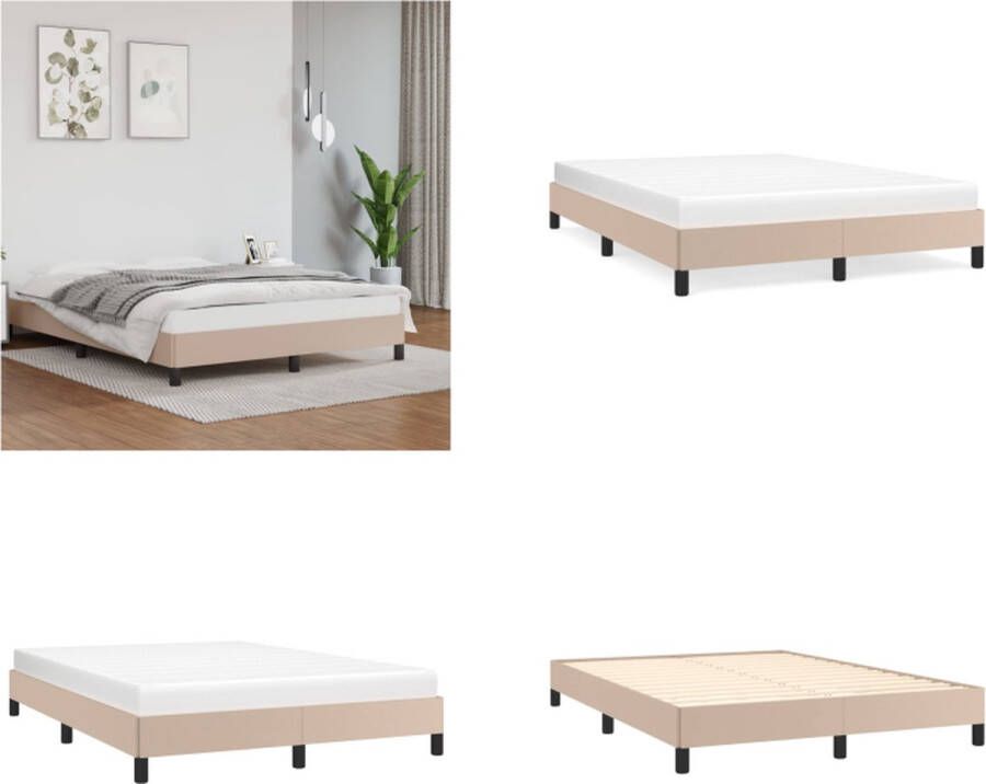 vidaXL Bedframe kunstleer cappuccinokleurig 140x190 cm Bedframe Bedframes Bed Slaapmeubel