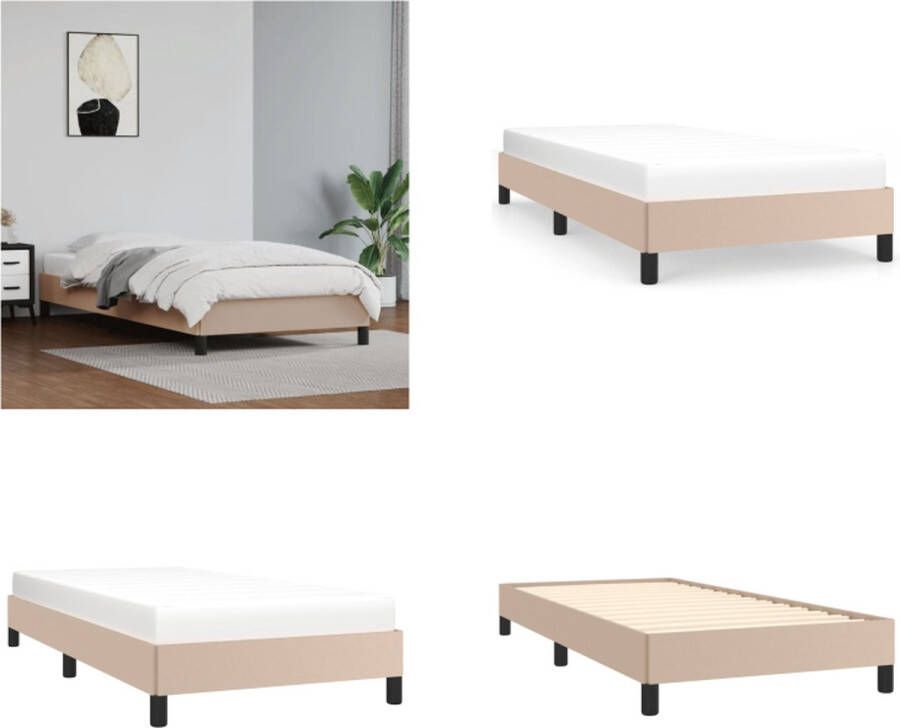 VidaXL Boxspringframe kunstleer cappuccino 90x200 cm Boxspringframe Boxspringframes Bed Ledikant - Foto 2