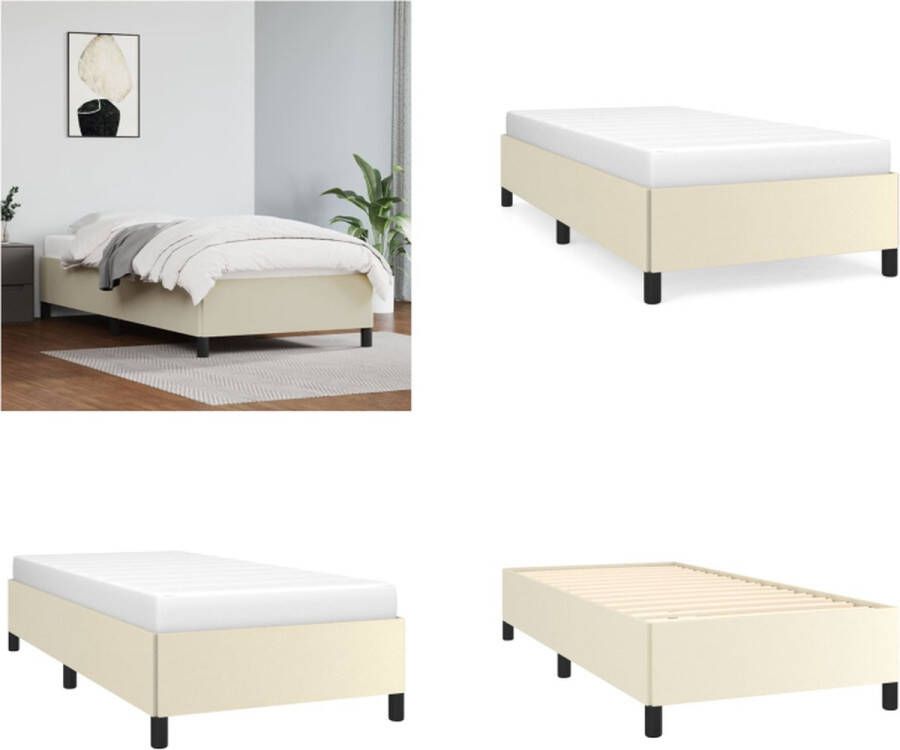 VidaXL Bedframe kunstleer crèmekleurig 100x200 cm Bedframe Bedframes Bed Slaapmeubel