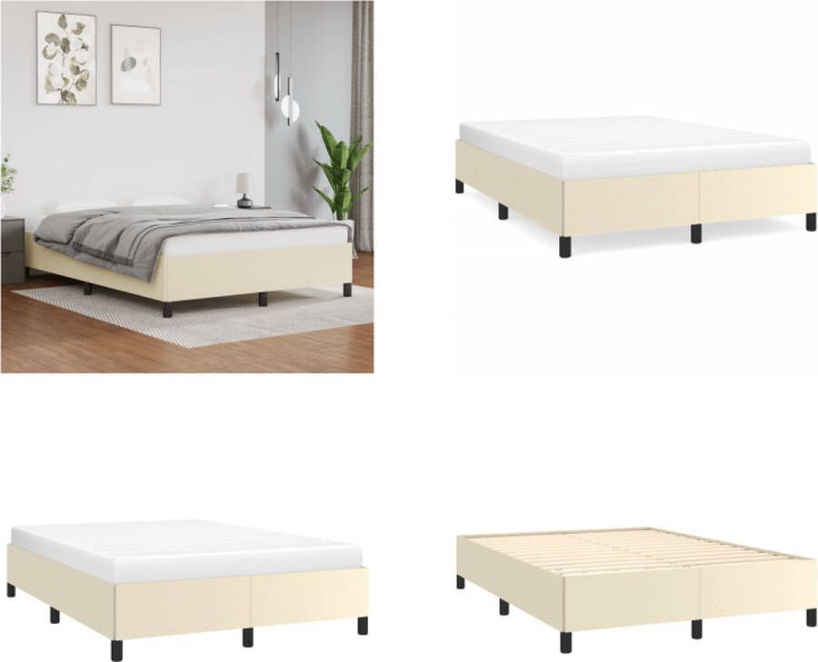 vidaXL Bedframe kunstleer crèmekleurig 140x190 cm Bedframe Bedframes Bed Slaapmeubel