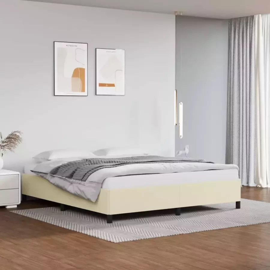 VidaXL -Bedframe-kunstleer-crèmekleurig-160x200-cm - Foto 2