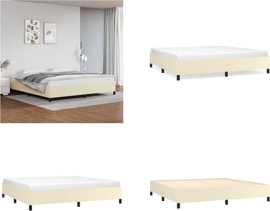 VidaXL Bedframe kunstleer crèmekleurig 200x200 cm Bedframe Bedframes Bed Slaapmeubel