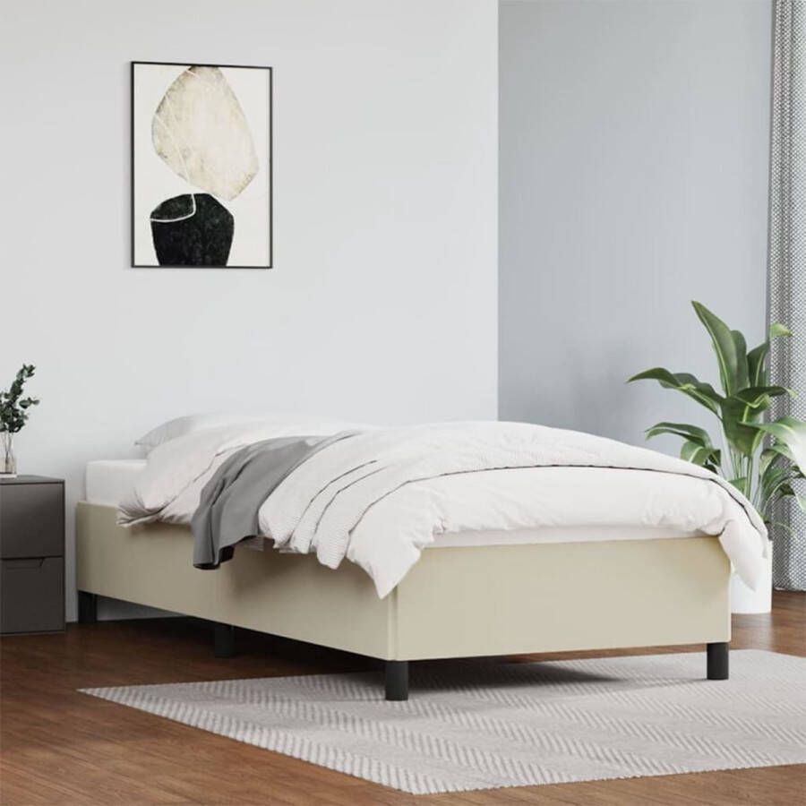 VidaXL Bedframe kunstleer crÃ¨mekleurig 90x190 cm