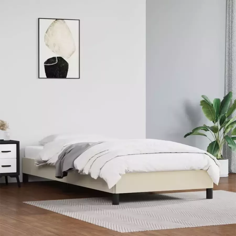 VidaXL -Bedframe-kunstleer-crèmekleurig-90x190-cm