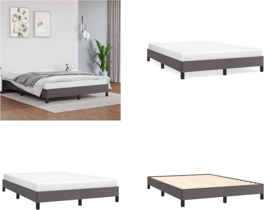 VidaXL Bedframe kunstleer grijs 140x190 cm Bedframe Bedframes Bed Slaapmeubel - Foto 2