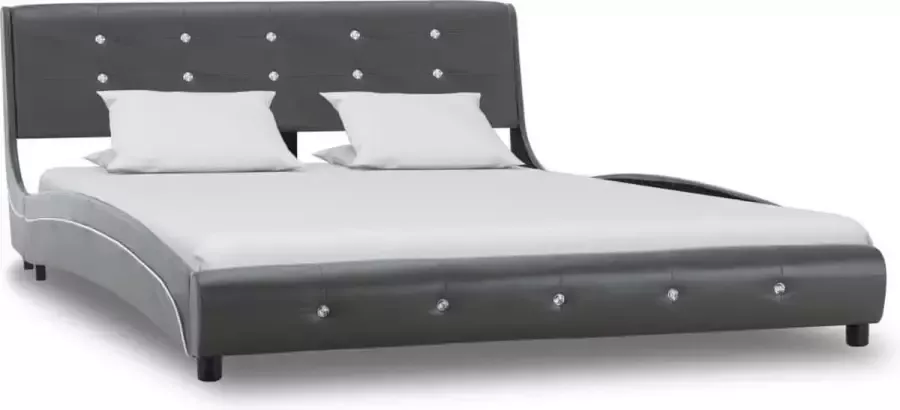 VidaXL -Bedframe-kunstleer-grijs-140x200-cm - Foto 2