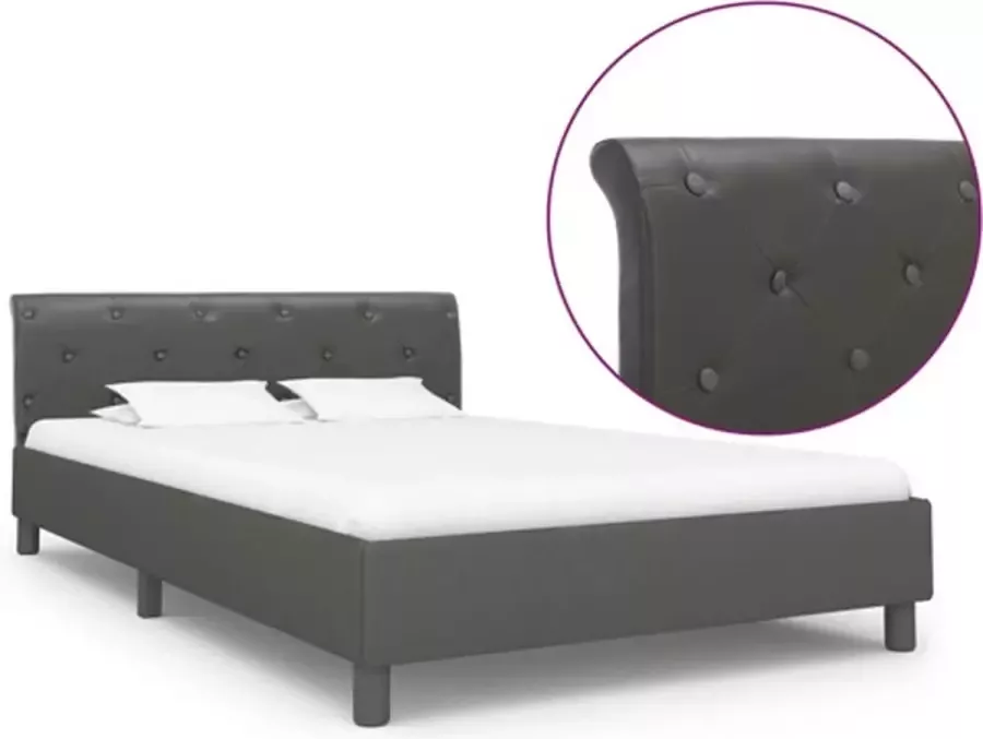 VidaXL -Bedframe-kunstleer-grijs-140x200-cm