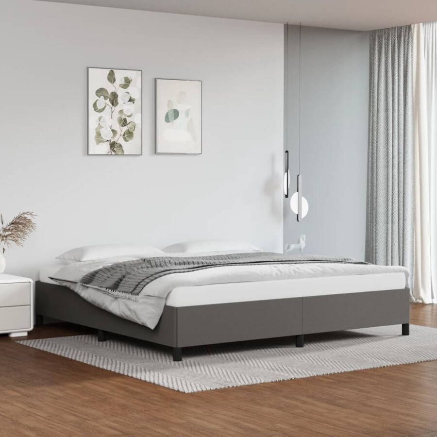 VidaXL -Bedframe-kunstleer-grijs-200x200-cm - Foto 2