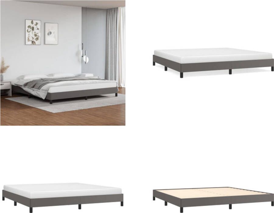 VidaXL Bedframe kunstleer grijs 200x200 cm Bedframe Bedframes Bed Slaapmeubel - Foto 2